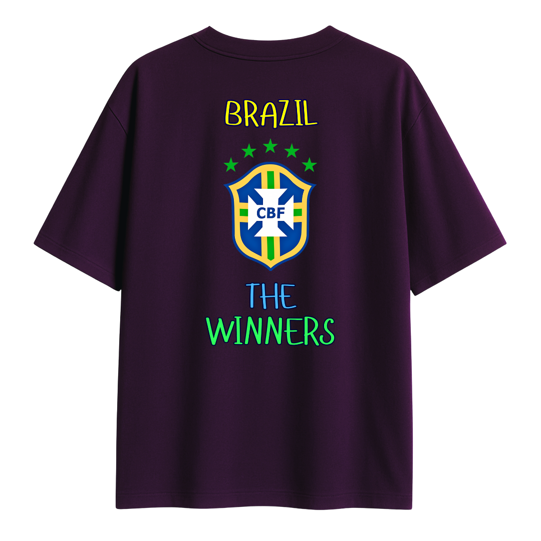 Purple t-shirt with Brazil National football team logo and 'The Winners' text on a white background