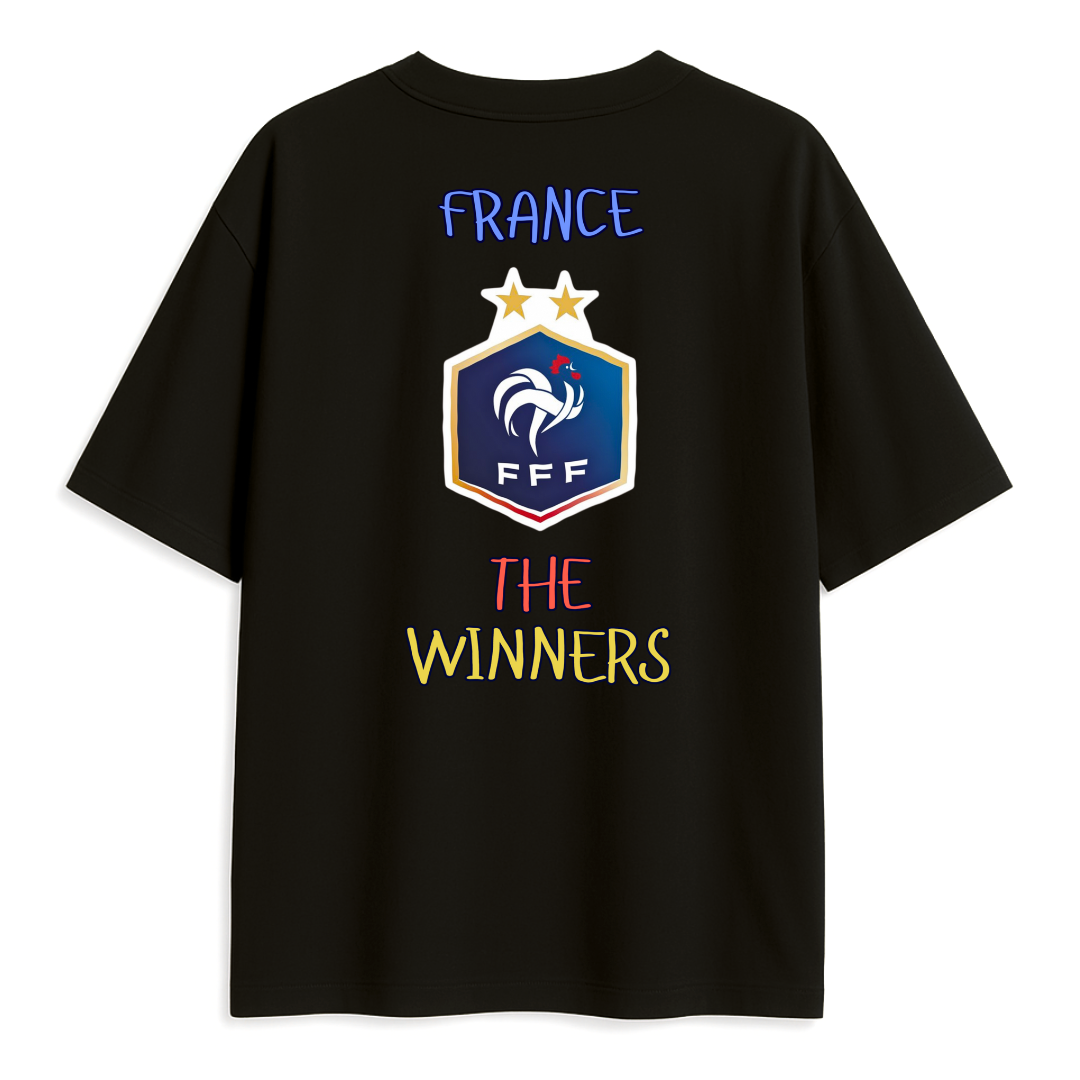 Black t-shirt with France National team logo and 'The Winners' text on a white background