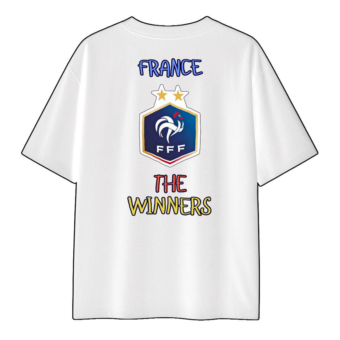 White t-shirt with France National team logo and 'The Winners' text on a white background