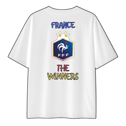 White t-shirt with France National team logo and 'The Winners' text on a white background