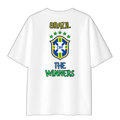 White t-shirt with Brazil National football team logo and 'The Winners' text on a white background