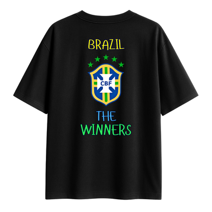 Black t-shirt with Brazil National football team logo and 'The Winners' text on a white background